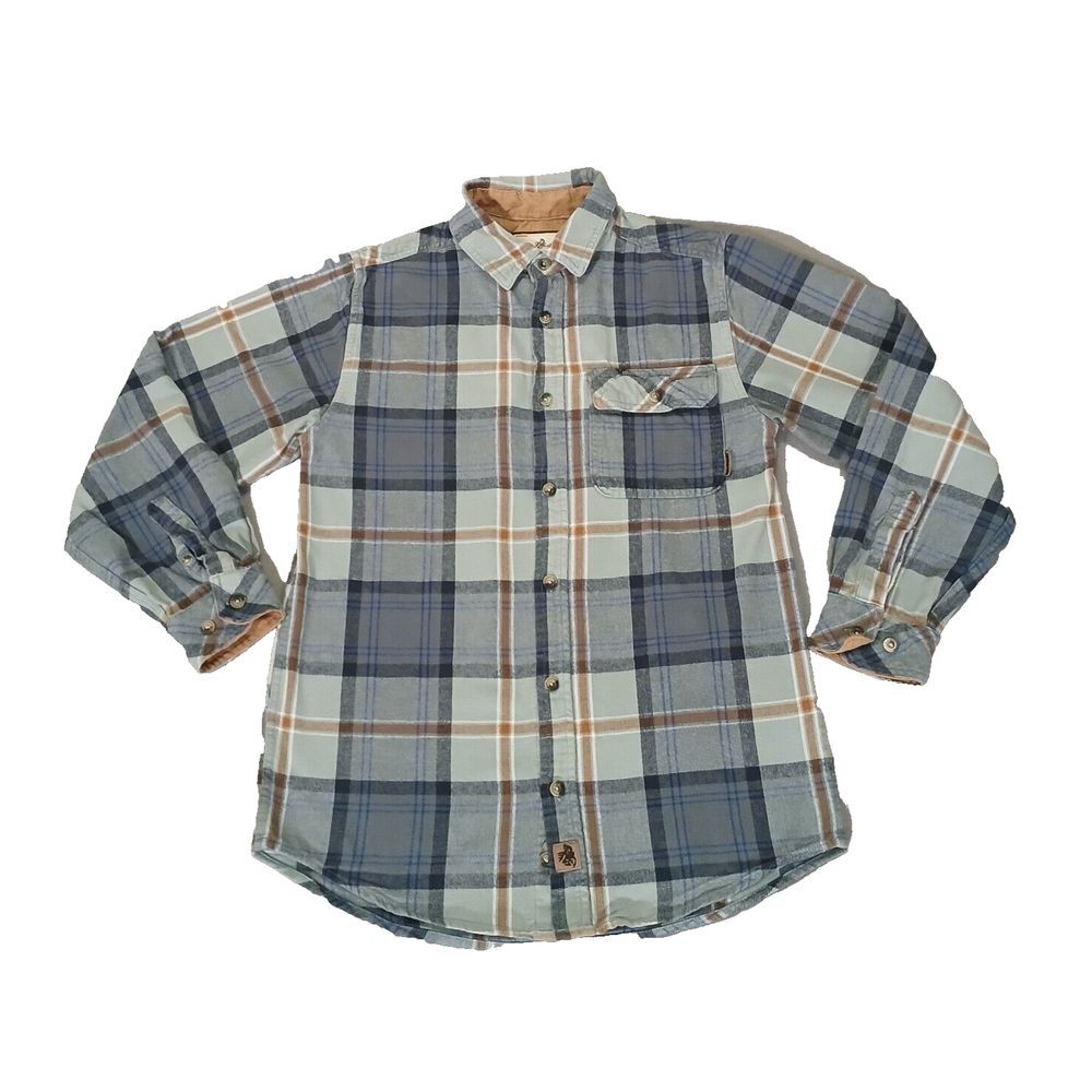 Legendary Whitetails Men's Buck Camp Flannel‎ Shirt Size SM Plaid Blue 6464